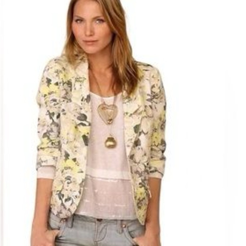 Free People “Olivia” Floral Linen Blazer - Women’s Size 6